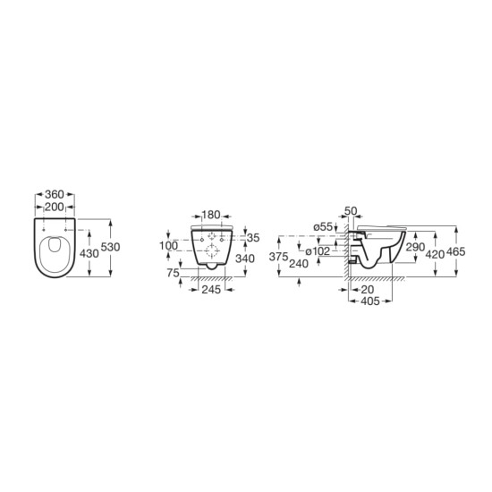 Roca Ona Rimless függesztett wc (7346687000)