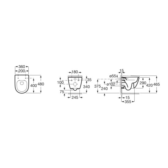 Roca Ona compact Rimless függesztett wc (7346688000)