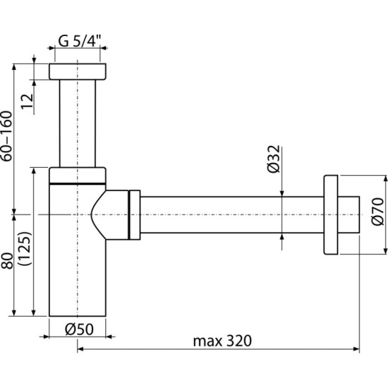 AlcaPlast fényes fehér mosdószifon (ALC-A400B)