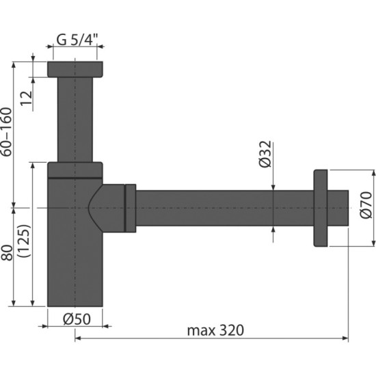 AlcaPlast matt fekete mosdószifon (ALC-A400BLACK)