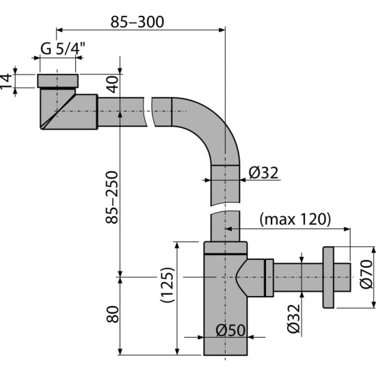 AlcaPlast mosdószifon (ALC-A403)