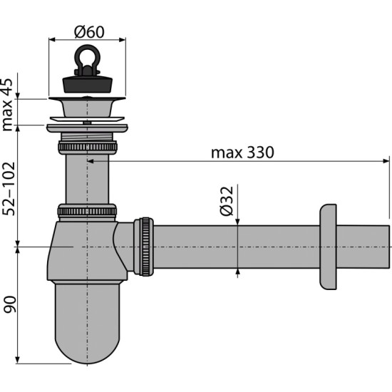 AlcaPlast mosdószifon (ALC-A437)