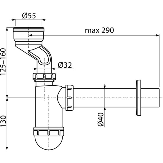 AlcaPlast vizelde szifon (ALC-A45A)
