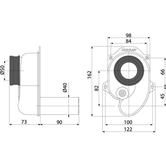 AlcaPlast vizelde szifon (ALC-A45B)