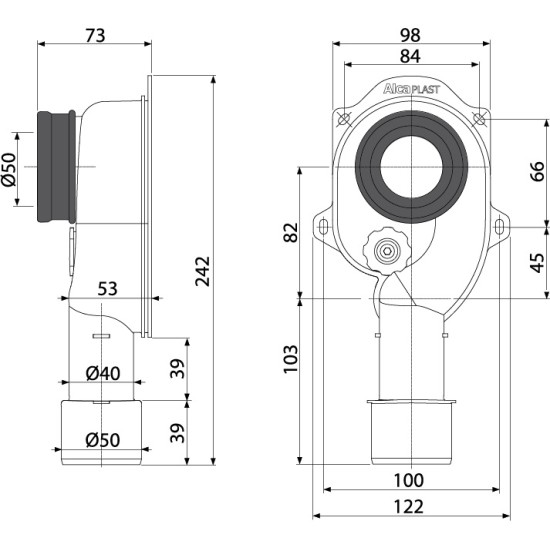 AlcaPlast vizelde szifon (ALC-A45C)