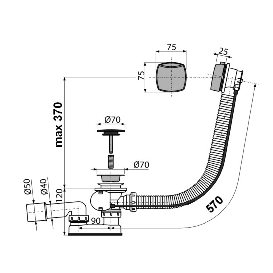 AlcaPlast kád le-és túlfolyó (ALC-A51CRM)