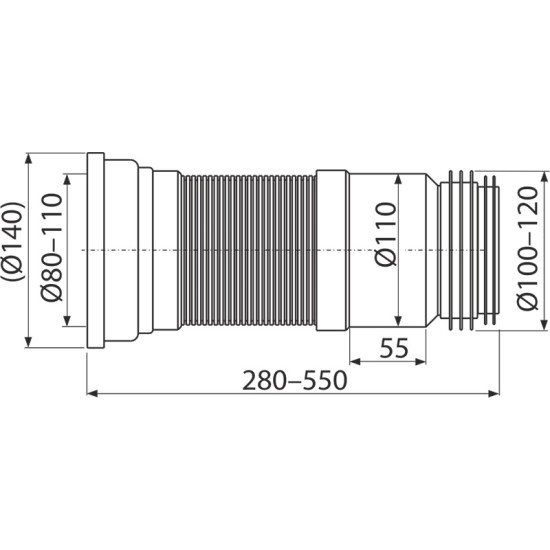 AlcaPlast wc bekötőcső (ALC-A970)