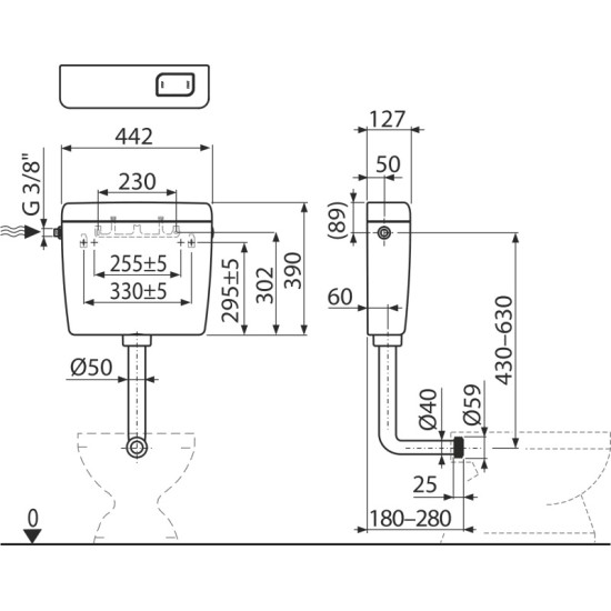 AlcaPlast Strat-Stop WC-tartály (ALC-A940-M-3/8")