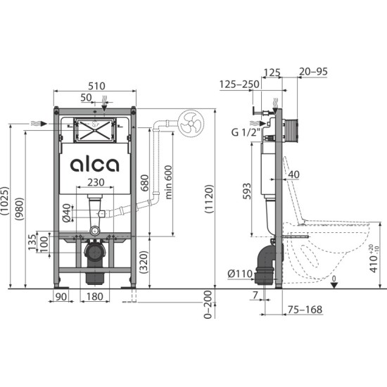 AlcaPlast Sádromodul wc tartály fali wc-hez (ALC-AM101/1120)