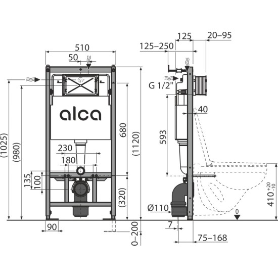 AlcaPlast Sádromodul wc tartály fali wc-hez (ALC-AM101/1120)