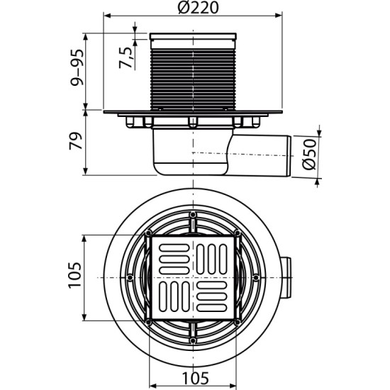 AlcaPlast padlóösszefolyó (ALC-APV101)