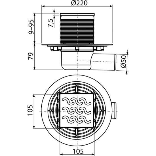 AlcaPlast padlóösszefolyó (ALC-APV102)