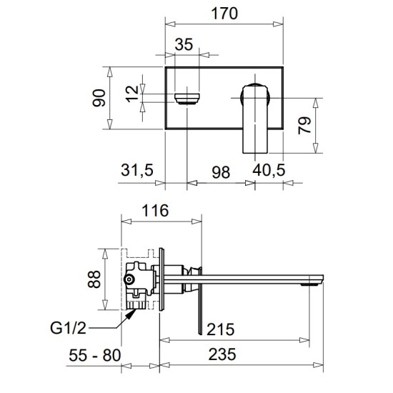 Bugnatese Atelier fali mosdó csaptelep (9447)