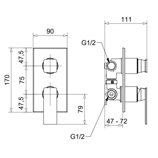 Bugnatese Atelier falba építhető kádcsaptelep (9492)