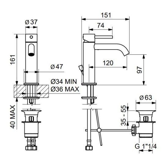 Bugnatese K Line mosdó csaptelep (5719)