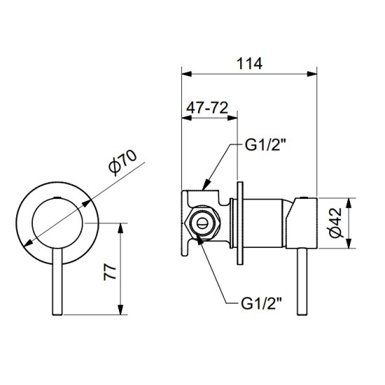 Bugnatese K Line falba építhető zuhany csaptelep (5730)