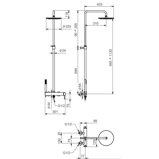 Bugnatese K Line zuhanyrendszer (5742C)
