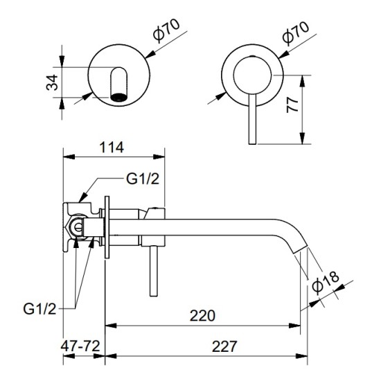 Bugnatese K Line fali mosdó csaptelep (5746)