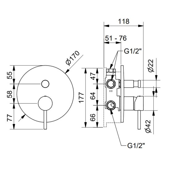 Bugnatese K Line falba építhető kádcsaptelep (5772)