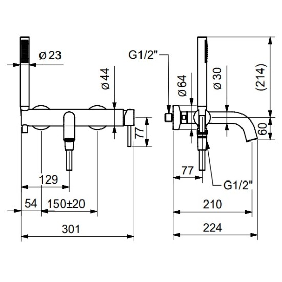 Bugnatese K Line kádtöltő-és zuhany csaptelep (5790)