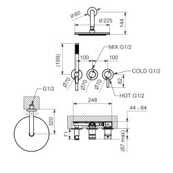 Bugnatese Kobuk falba építhető zuhany csaptelep szett (2201H)
