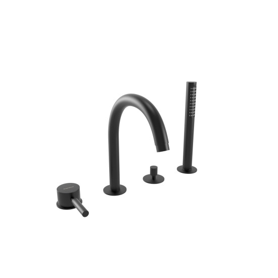 Bugnatese Kobuk matt fekete 4 lyukas kádtöltő-és zuhany csaptelep (2255NE)