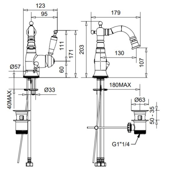 Bugnatese Oxford matt fekete bidé csaptelep (6323NE)