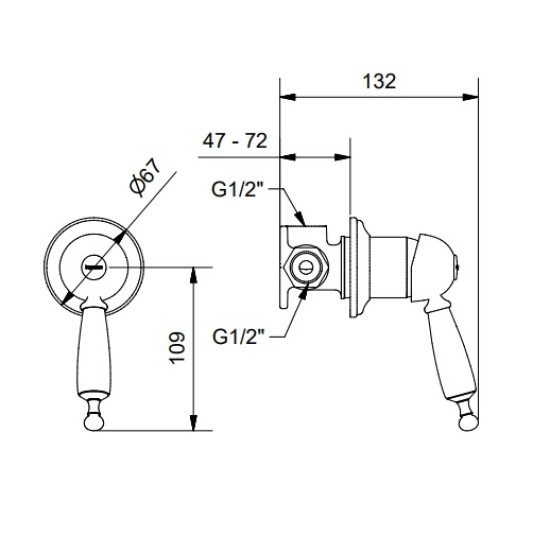 Bugnatese Oxford matt fekete falba építhető zuhany csaptelep (6330NE)