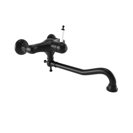 Bugnatese Oxford matt fekete fali mosogató csaptelep (6340NE)