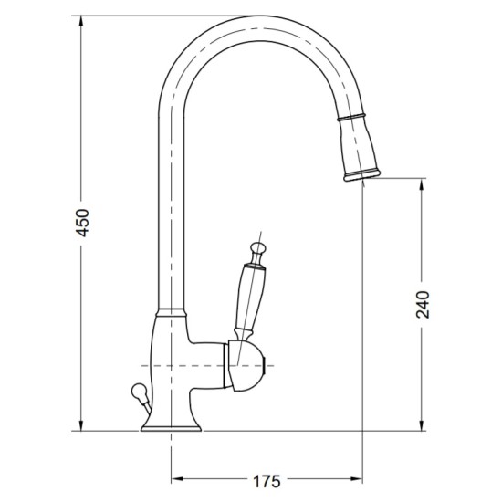 Bugnatese Oxford matt fekete mosogató csaptelep (6395NE)
