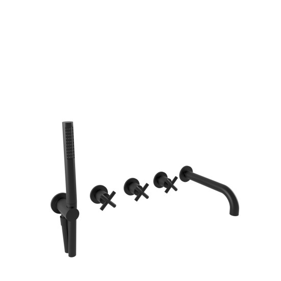 Bugnatese Rodos matt fekete falba építhető kádtöltő-és zuhany csaptelep szett (7319NE)