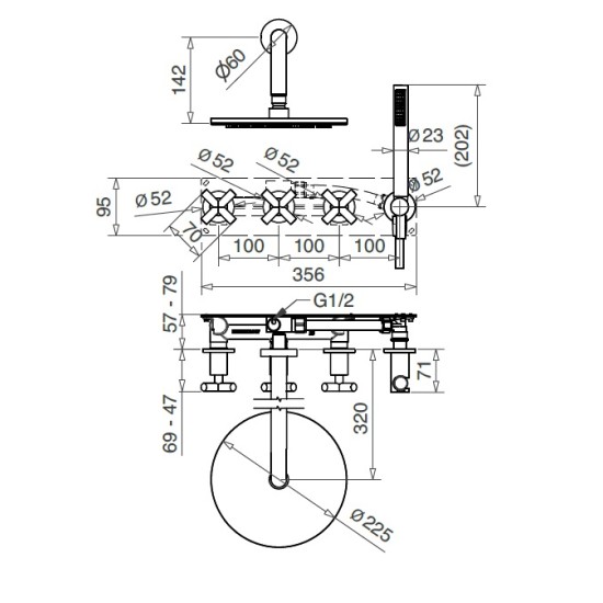 Bugnatese Rodos falba építhető zuhany csaptelep szett (7327)
