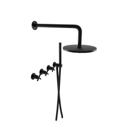 Bugnatese Rodos matt fekete falba építhető zuhany csaptelep szett (7327NE)