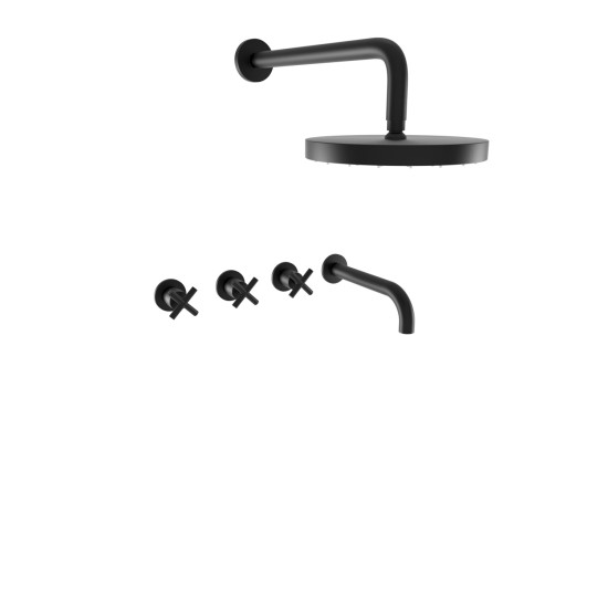 Bugnatese Rodos matt fekete falba építhető kádtöltő-és zuhany csaptelep szett (7328NE)