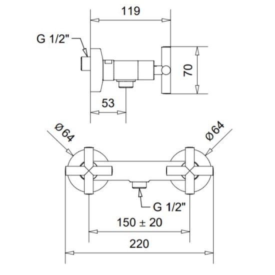 Bugnatese Rodos matt fekete zuhany csaptelep (7346NE)