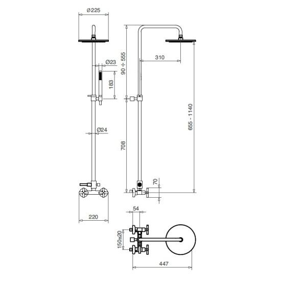 Bugnatese Rodos matt fekete zuhanyrendszer (7347CNE)