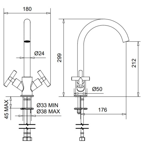 Bugnatese Rodos matt fekete mosogató csaptelep (7351NE)