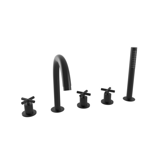 Bugnatese Rodos matt fekete 5 lyukas kádtöltő-és zuhany csaptelep (7380NE)