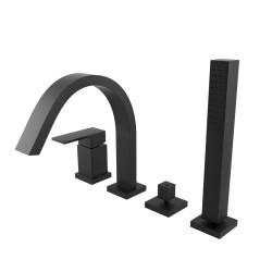 Bugnatese Tetris matt fekete 4 lyukas kádtöltő-és zuhany csaptelep (9155NE)