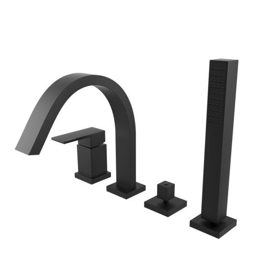 Bugnatese Tetris matt fekete 4 lyukas kádtöltő-és zuhany csaptelep (9155NE)