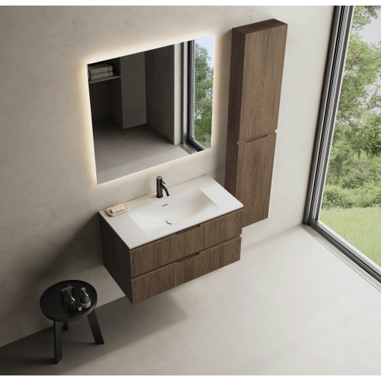 CODE 90 függesztett alsószekrény, Brown Oak szín, fekete fogantyú 90x46x50 (20 20 22 09 00 86)