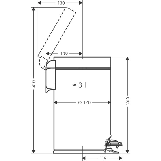 Hansgrohe AddStoris matt fehér szemeteskuka, pedálos (41775700-HG)