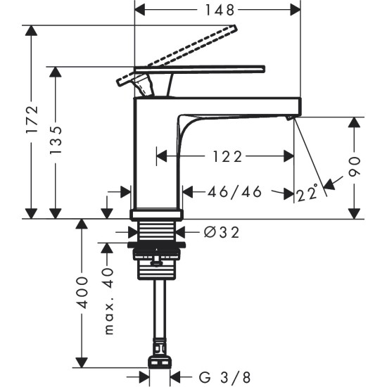 Hansgrohe Tecturis E 80 álló szelep (73013000-HG)