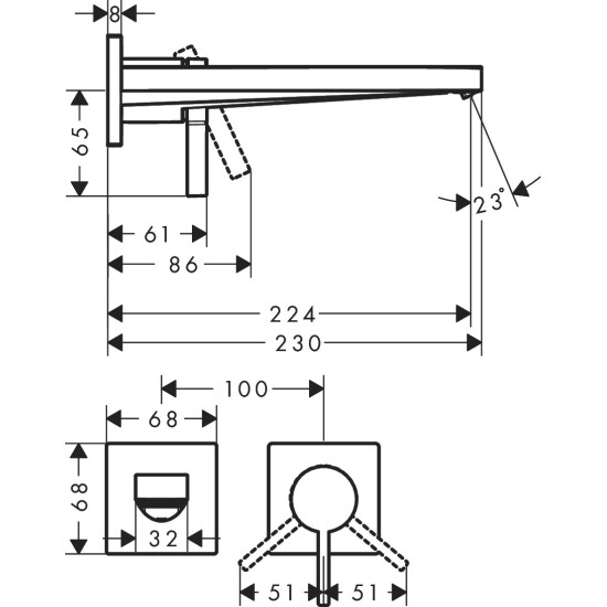 Hansgrohe Tecturis E fali mosdó csaptelep (73051000-HG)