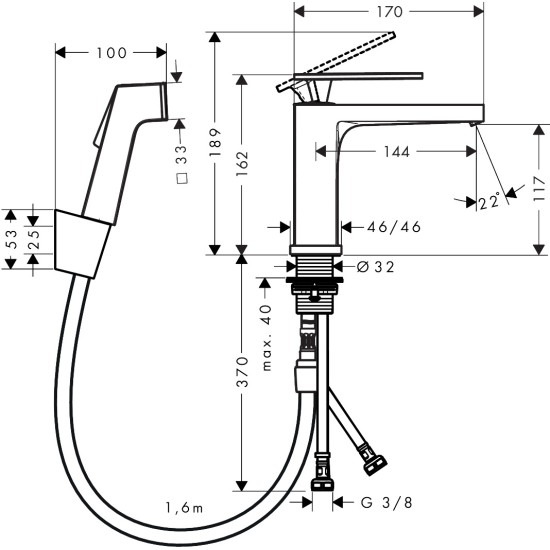 Hansgrohe Tecturis E 110 mosdó csaptelep, bidé zuhannyal (73210000-HG)