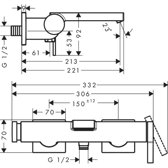 Hansgrohe Tecturis E kádtöltő-és zuhany csaptelep (73420000-HG)