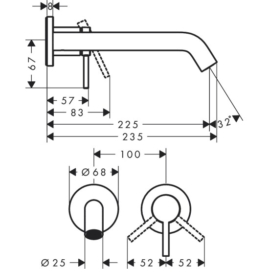 Hansgrohe Tecturis S fali mosdó csaptelep (73351000-HG)