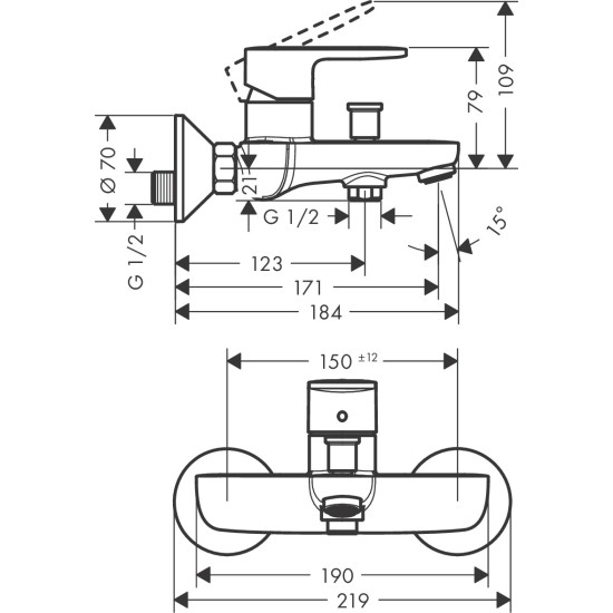Hansgrohe Vernis Blend kádtöltő-és zuhany csaptelep (71440000-HG)
