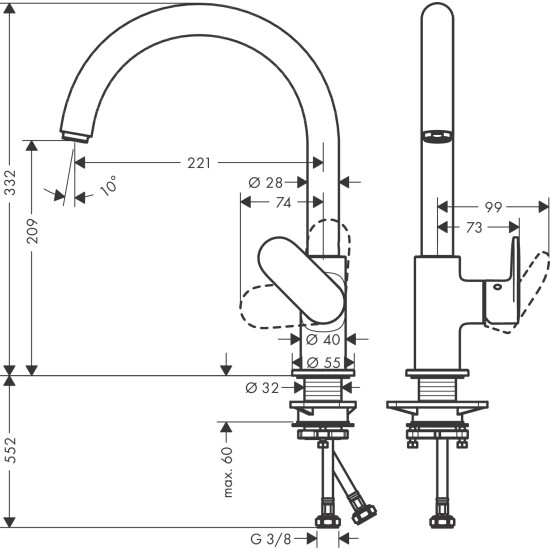 Hansgrohe Vernis Blend 210 mosogató csaptelep (71870000-HG)