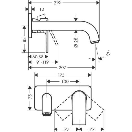 Hansgrohe Vernis Shape fali mosdó csaptelep (71578000-HG)